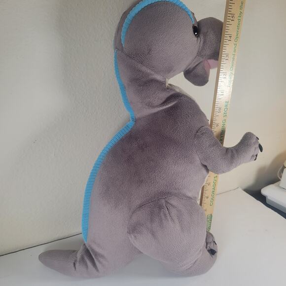 Gray Dinosaur Plush Toy 16" Tall Cute Floppy Stuffed Animal Kids Soft Play - Picture 12 of 15